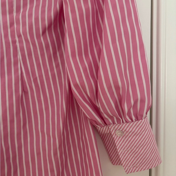 Pink & White Striped Button-Up Shirt Dress - Picture 9 of 9